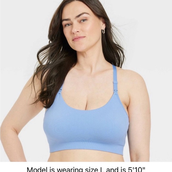 Auden Nursing Bra Bralette Womens Large Wireless Ribbed Racerback Blue - Picture 8 of 9